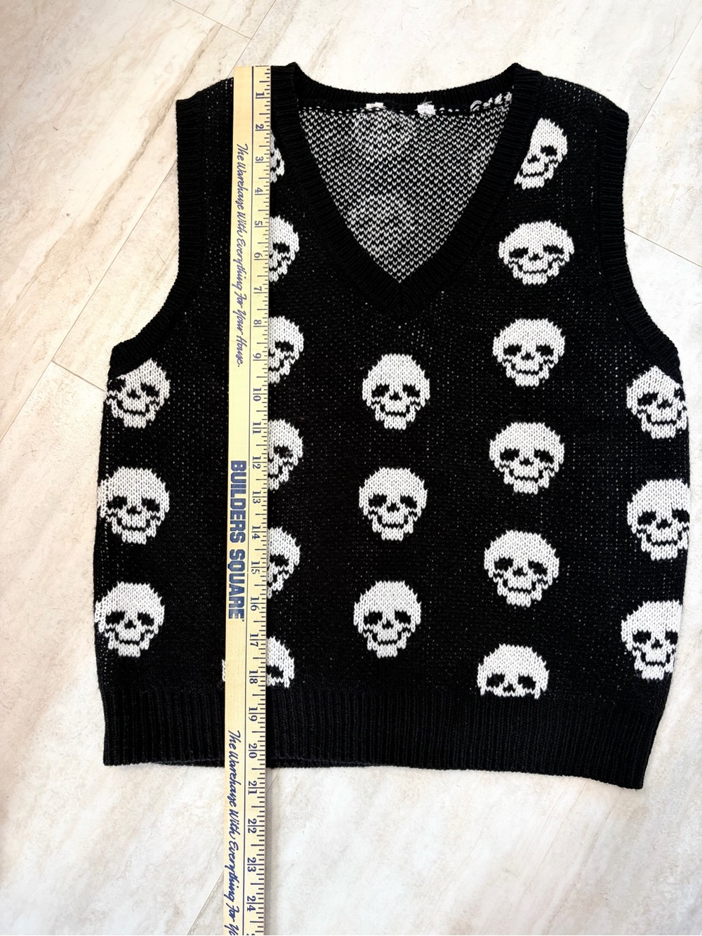 Black Skull Sweater Vest Goth Grunge Emo Punk Alt Y2K Skeleton Knit Whimsigoth - Picture 6 of 7